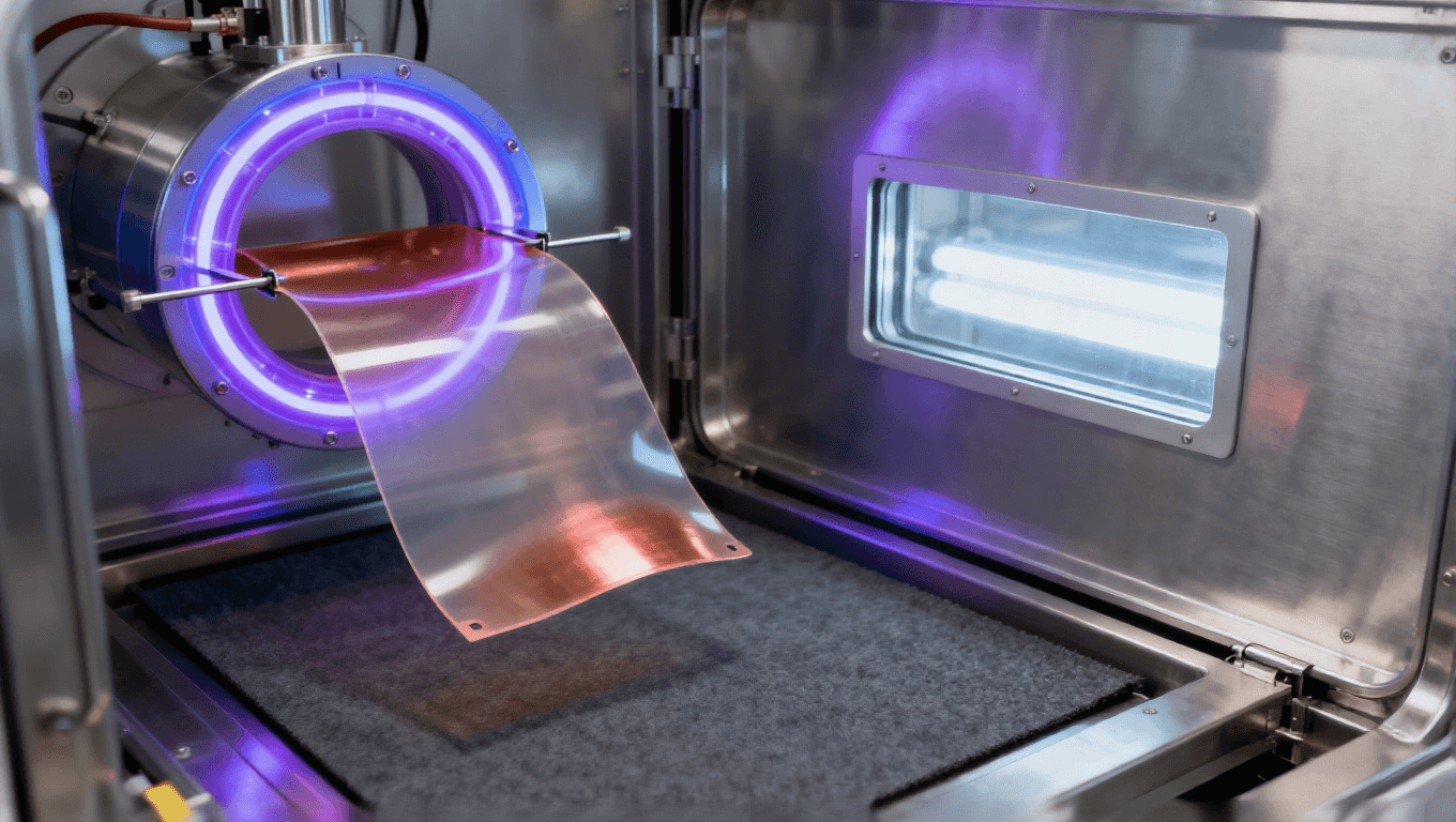 PCB銅面等離子體粗化設備 紫藍色等離子體光暈 柔性PCB板 金屬處理艙.png