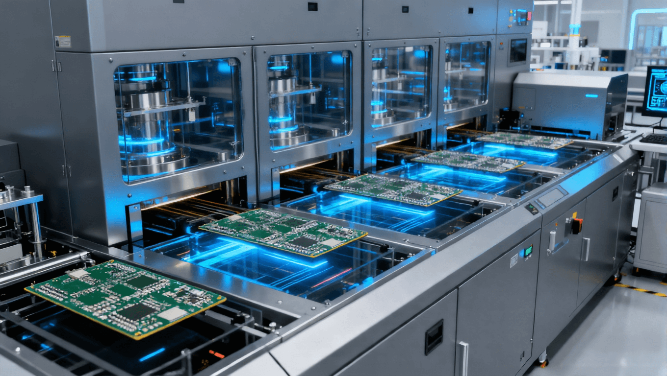 國產原子層沉積設備在電路板制造工廠中多腔室并行處理場景.png