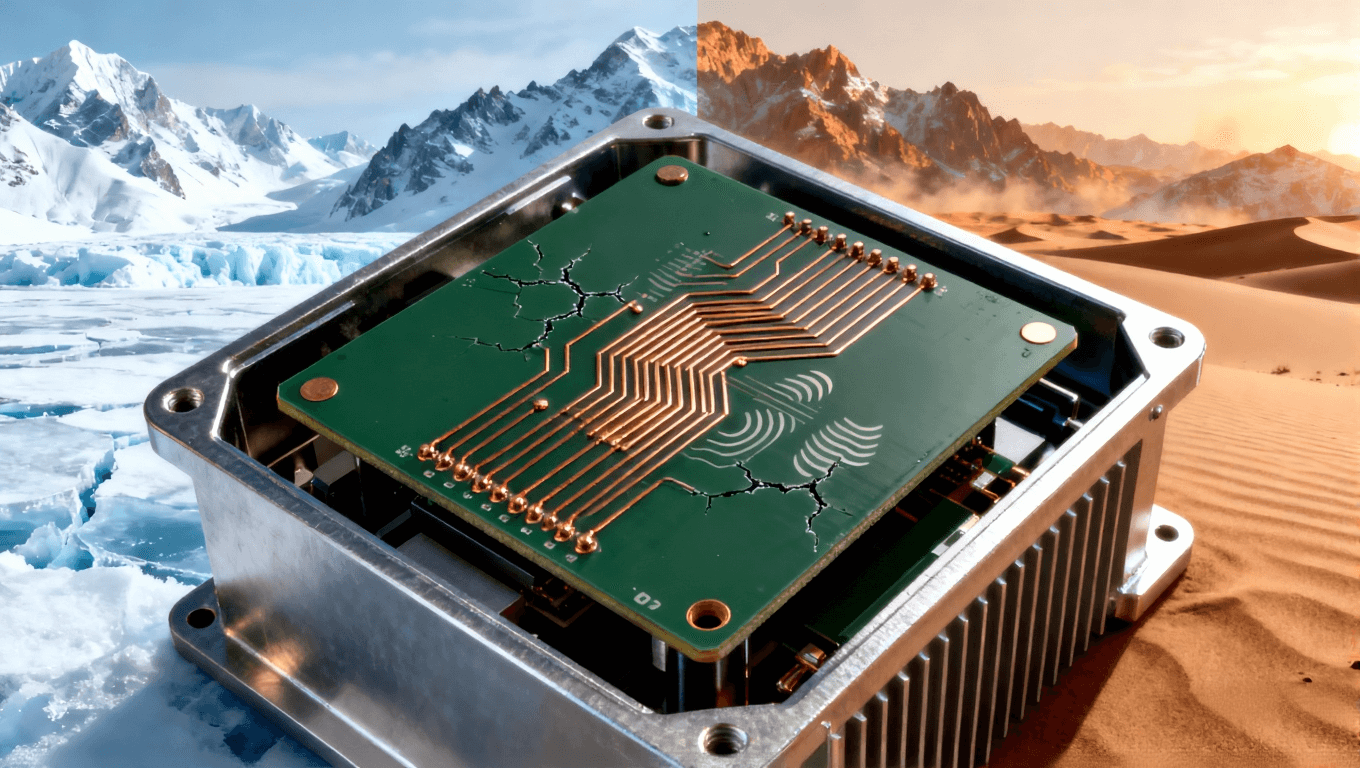 采用陶瓷混壓RO4350B板材的車載毫米波雷達內部電路板，展示其在極端溫度與振動環境下的高機械強度與信號穩定性.png
